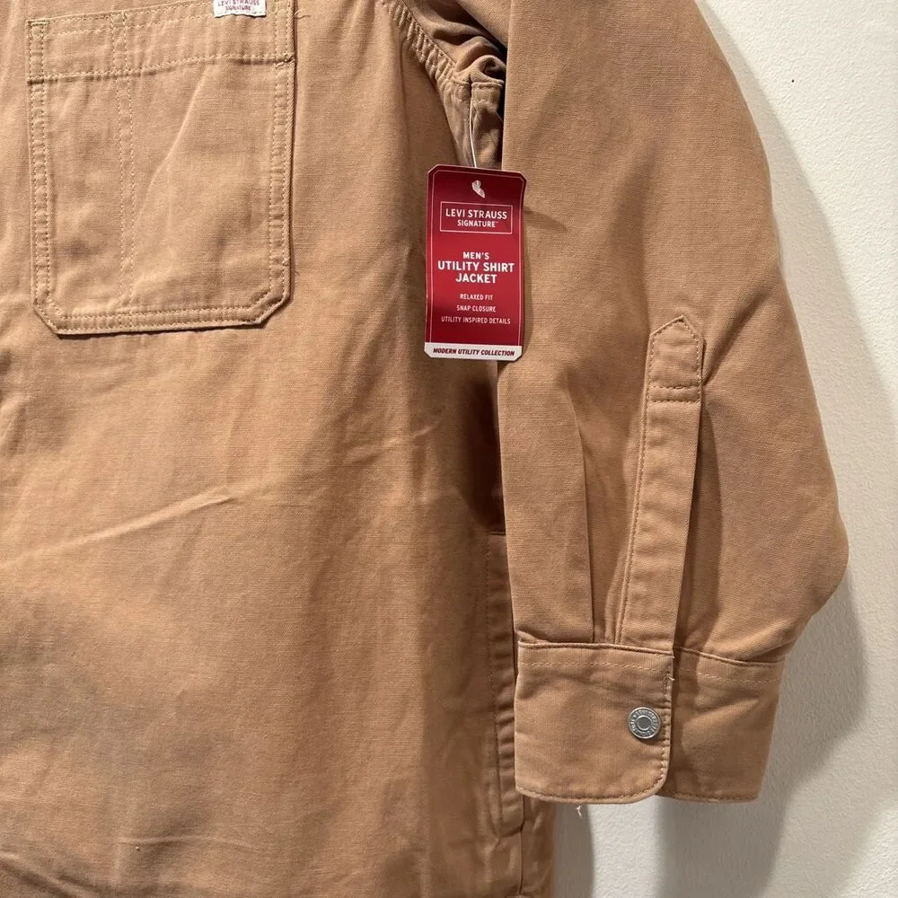Levi Strauss Utility Shirt Jacket Canvas Snap Up Signature Collection Tan Sm NWT - Picture 10 of 16
